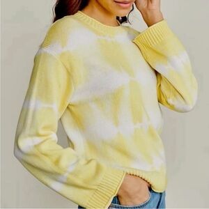 Elizabeth & James Yellow Tie-Dye Crewneck Sweater NEW